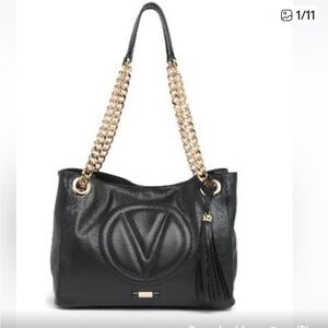 Valentino Garavani Black Shoulder Bag with Gold Chain